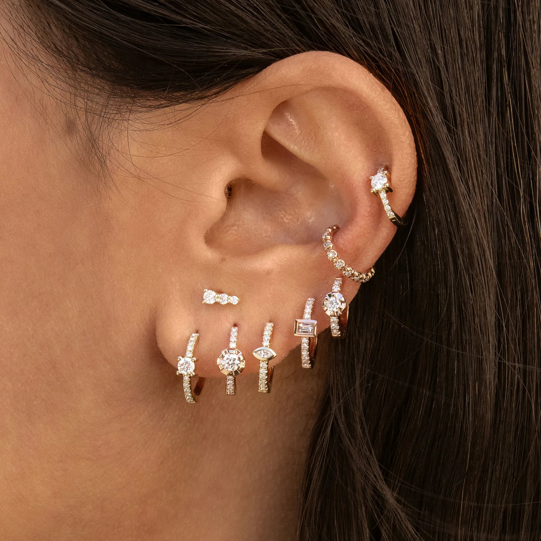 SMALL SINGLE SOPHIA DIAMOND PAVE MINI HOOP