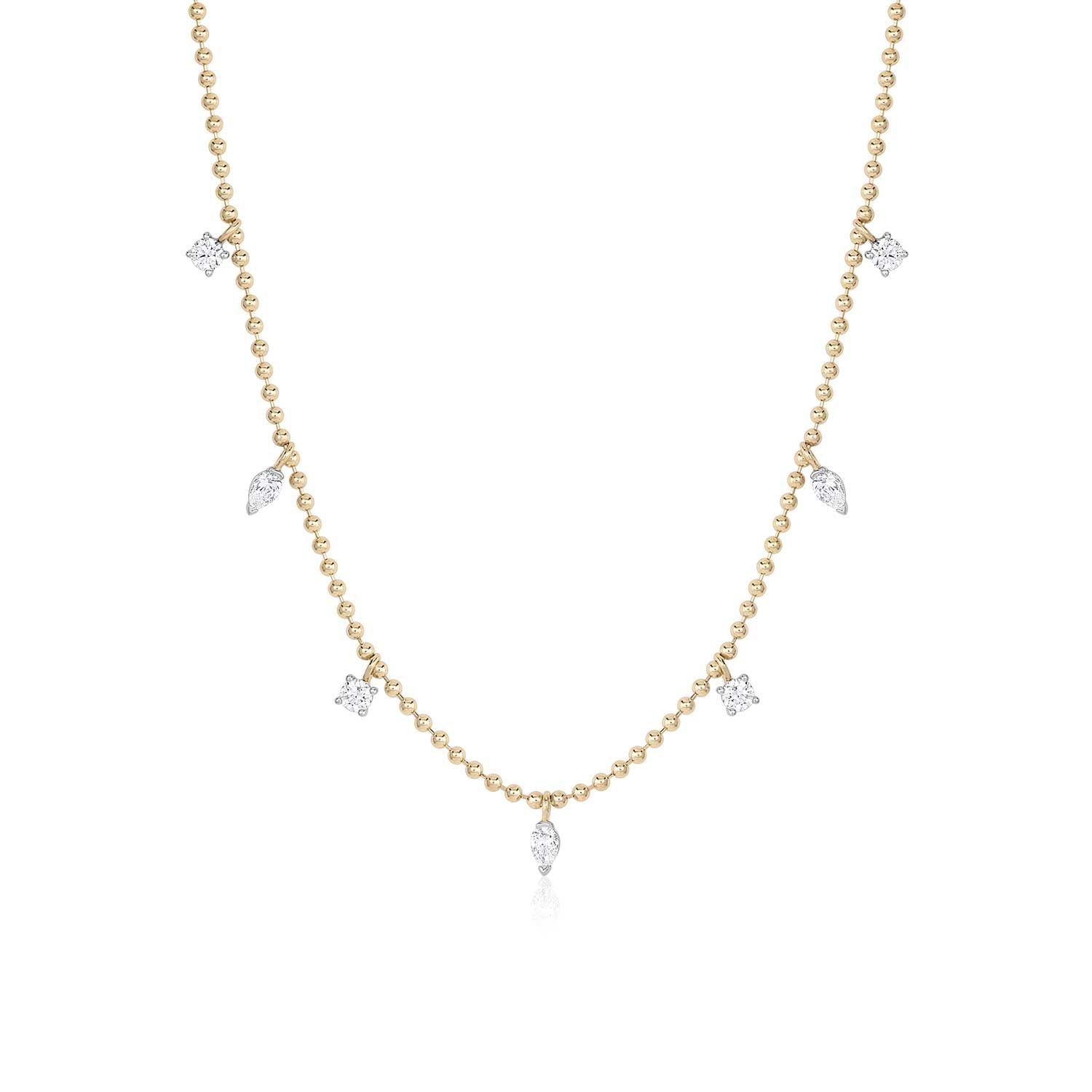 CELESTE Pear and Round White Diamond Necklace