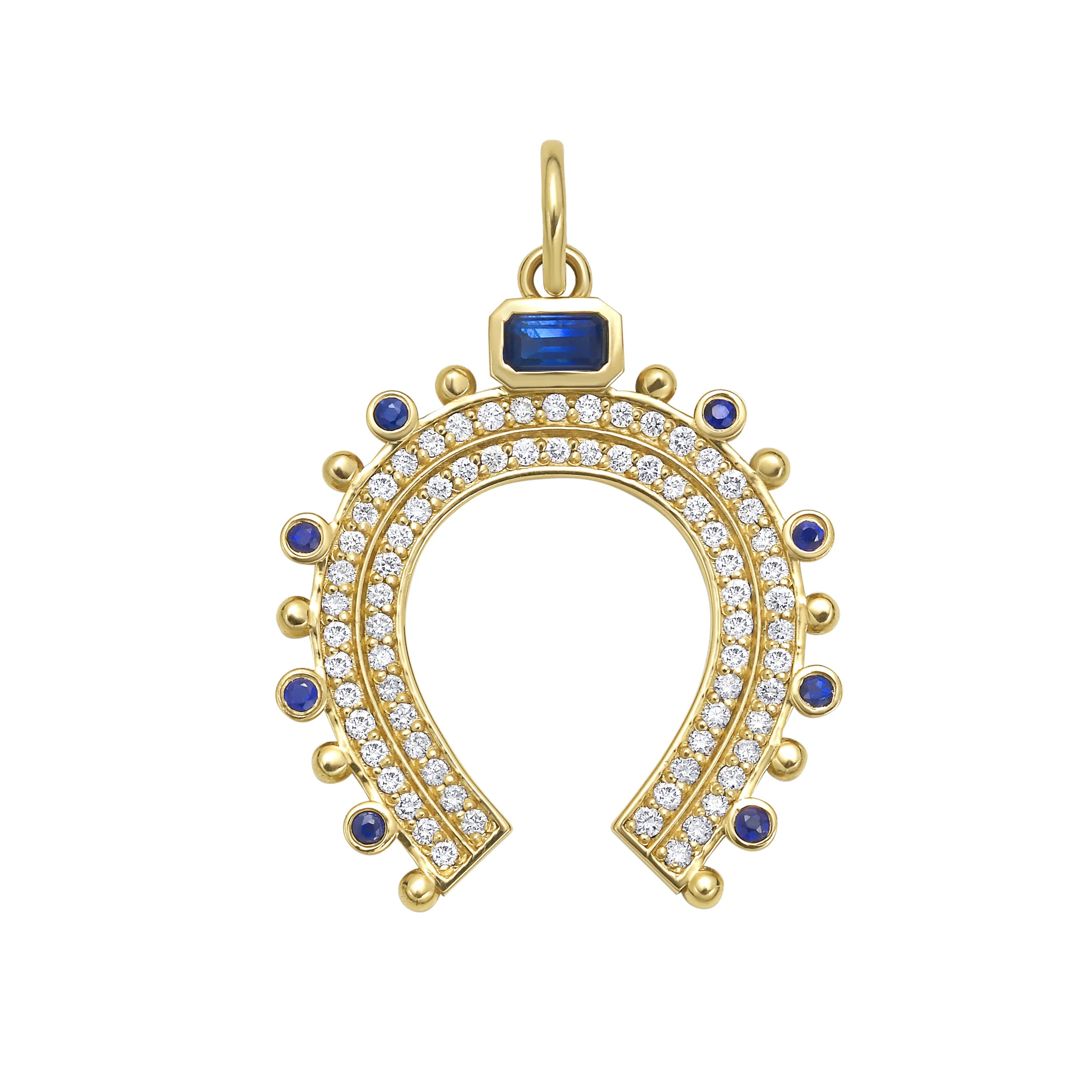 Lucky Sapphire Horseshoe Charm