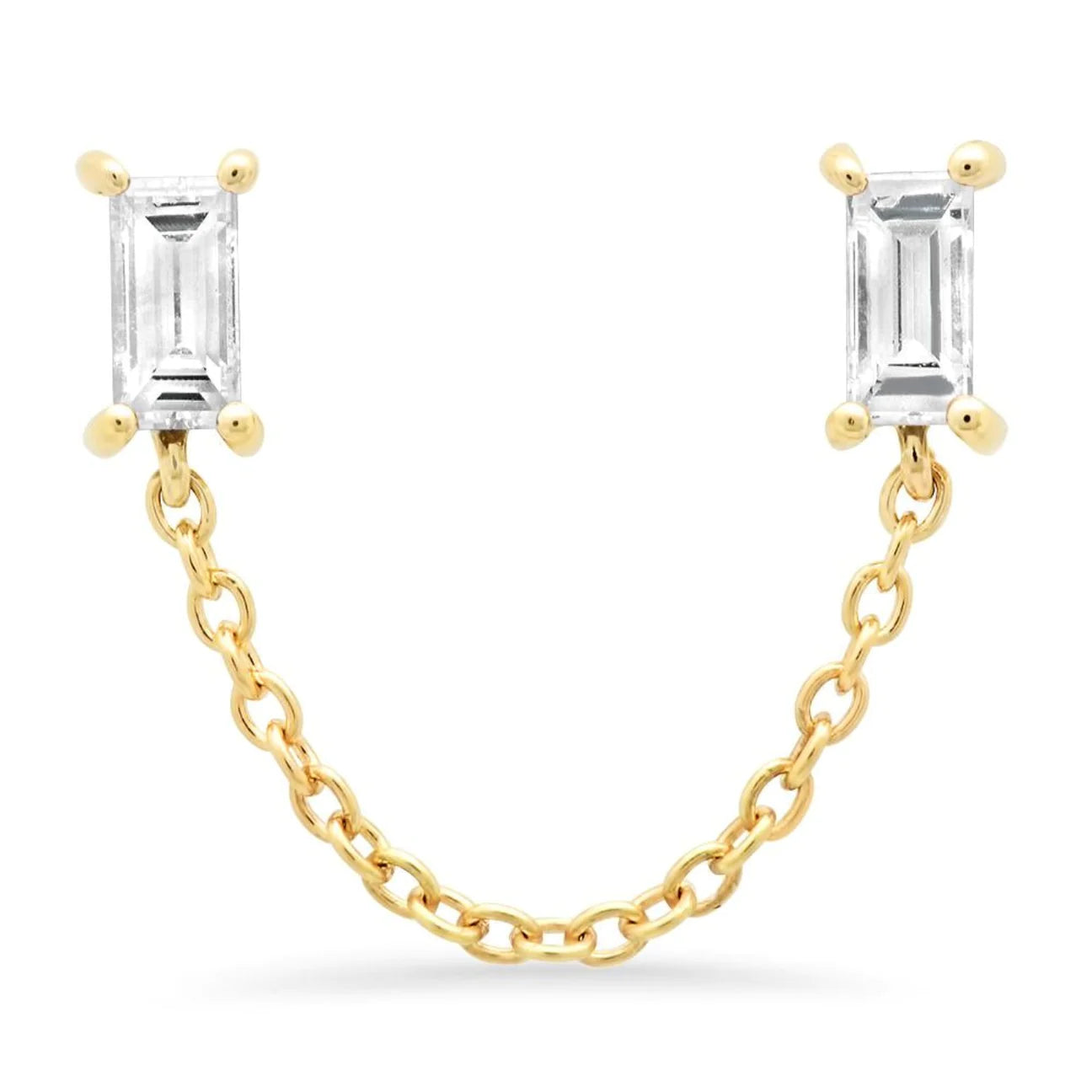 Diamond Baguette Chain Stud