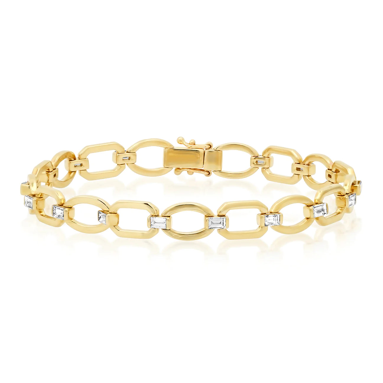 Diamond Baguette Flat Link Bracelet