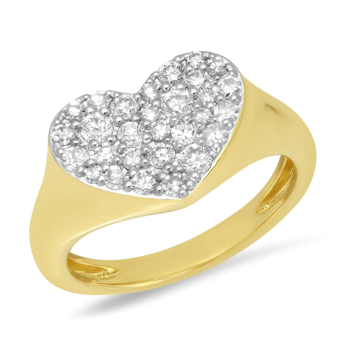 Diamond Smushed Heart Pinky Ring