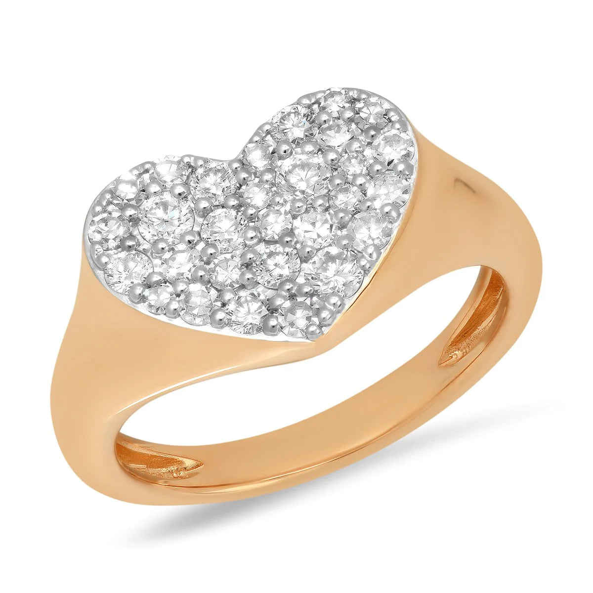 Diamond Smushed Heart Pinky Ring