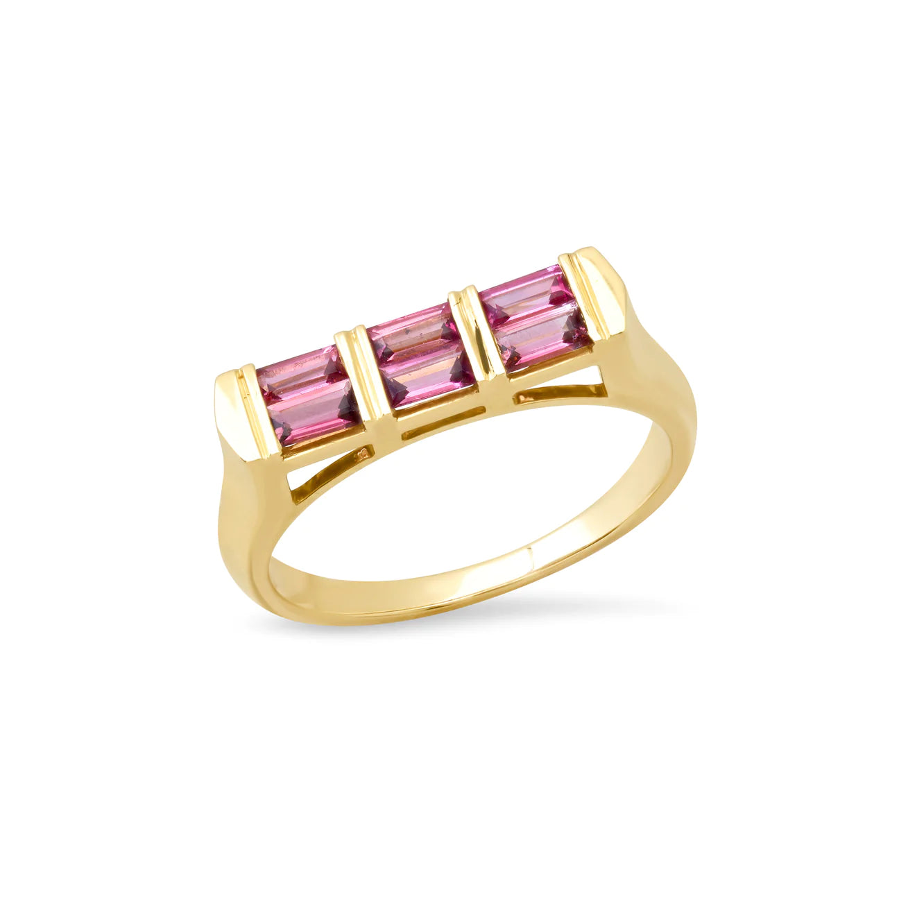 Double Baguette Stackable Tourmaline Ring