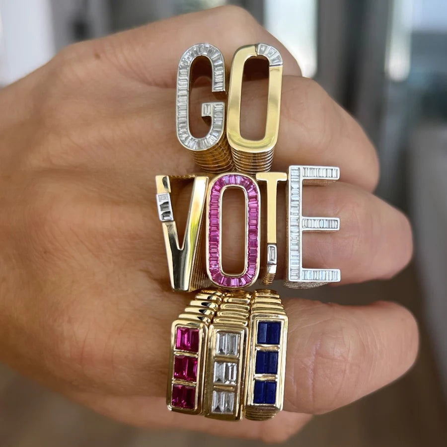 Grandsize Diamond Encrusted Initial Ring