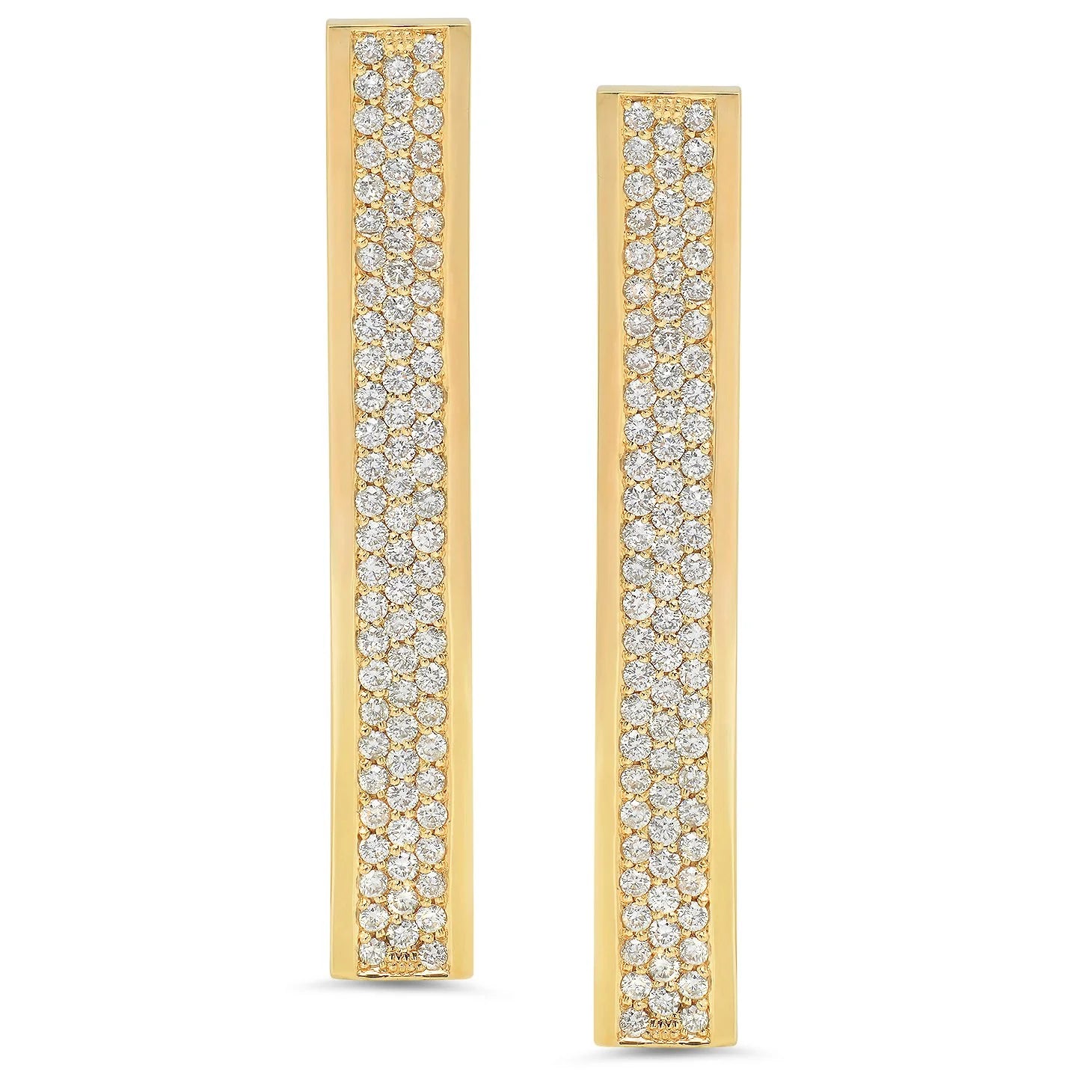 Diamond Flat Bar Stud Earrings