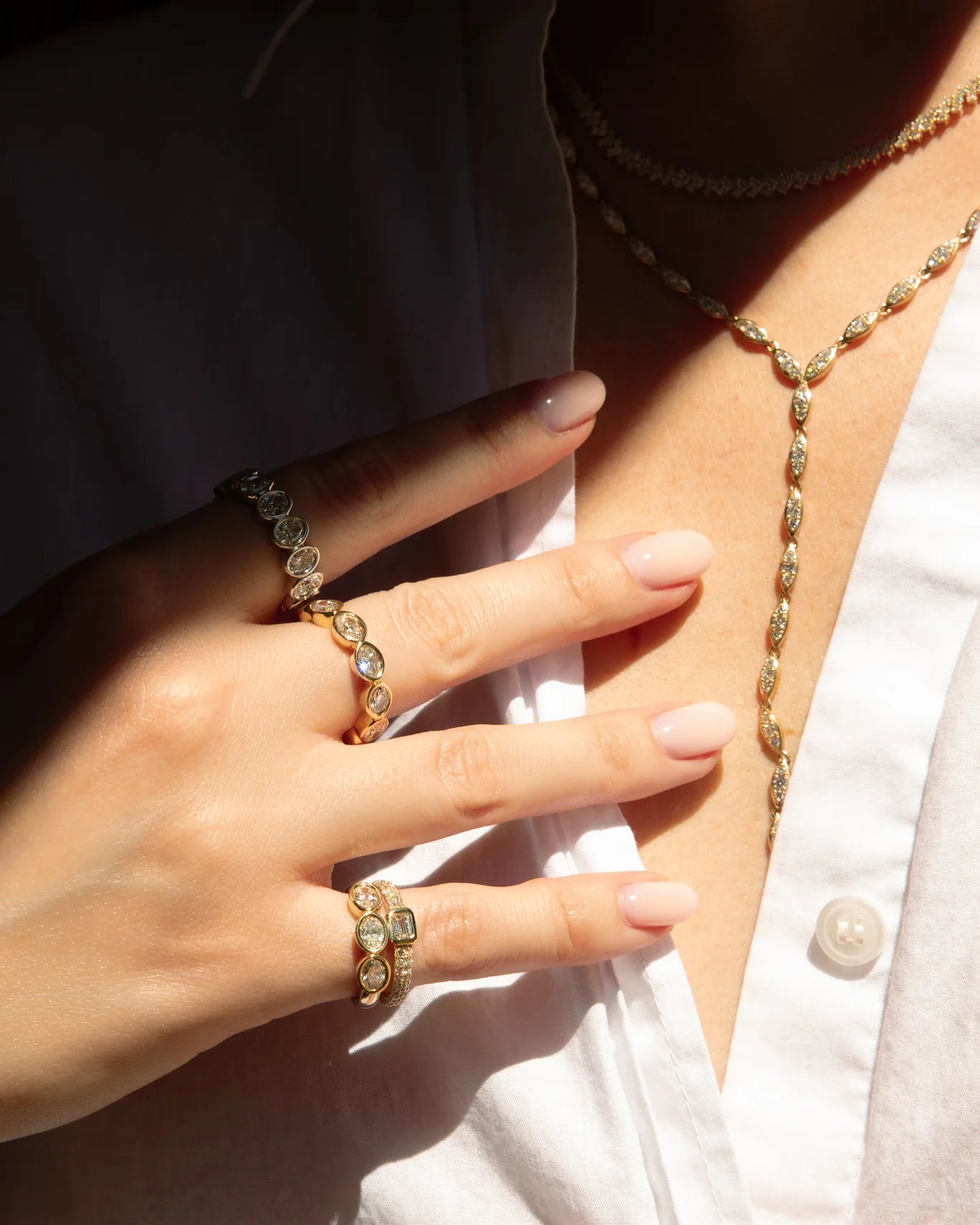 East West Bezel Oval Eternity Band