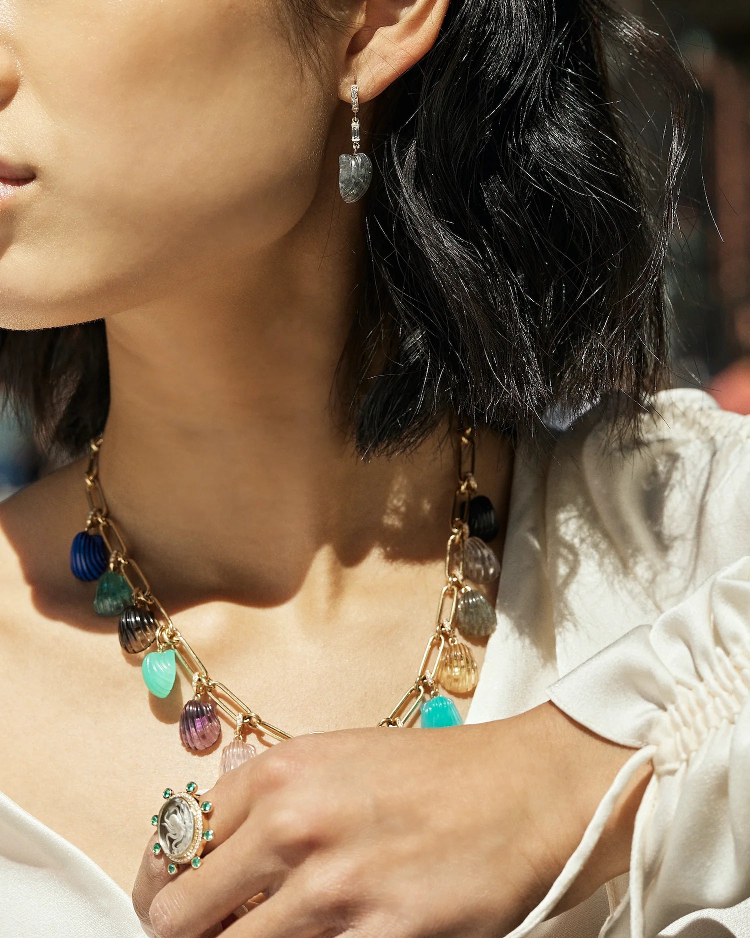 Dream shell Huggies - labradorite