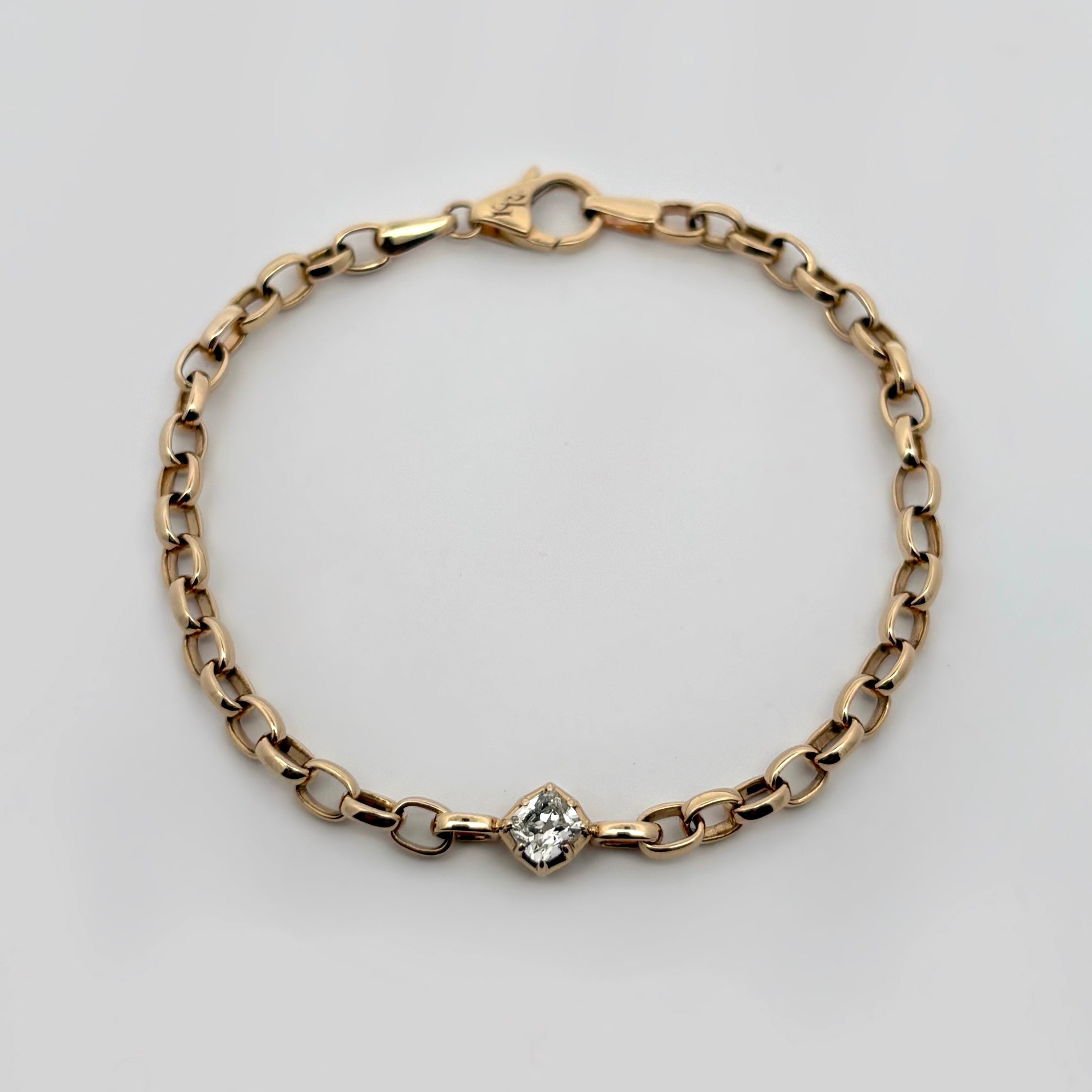 Rolo Chain + Tilted Diamond Bracelet