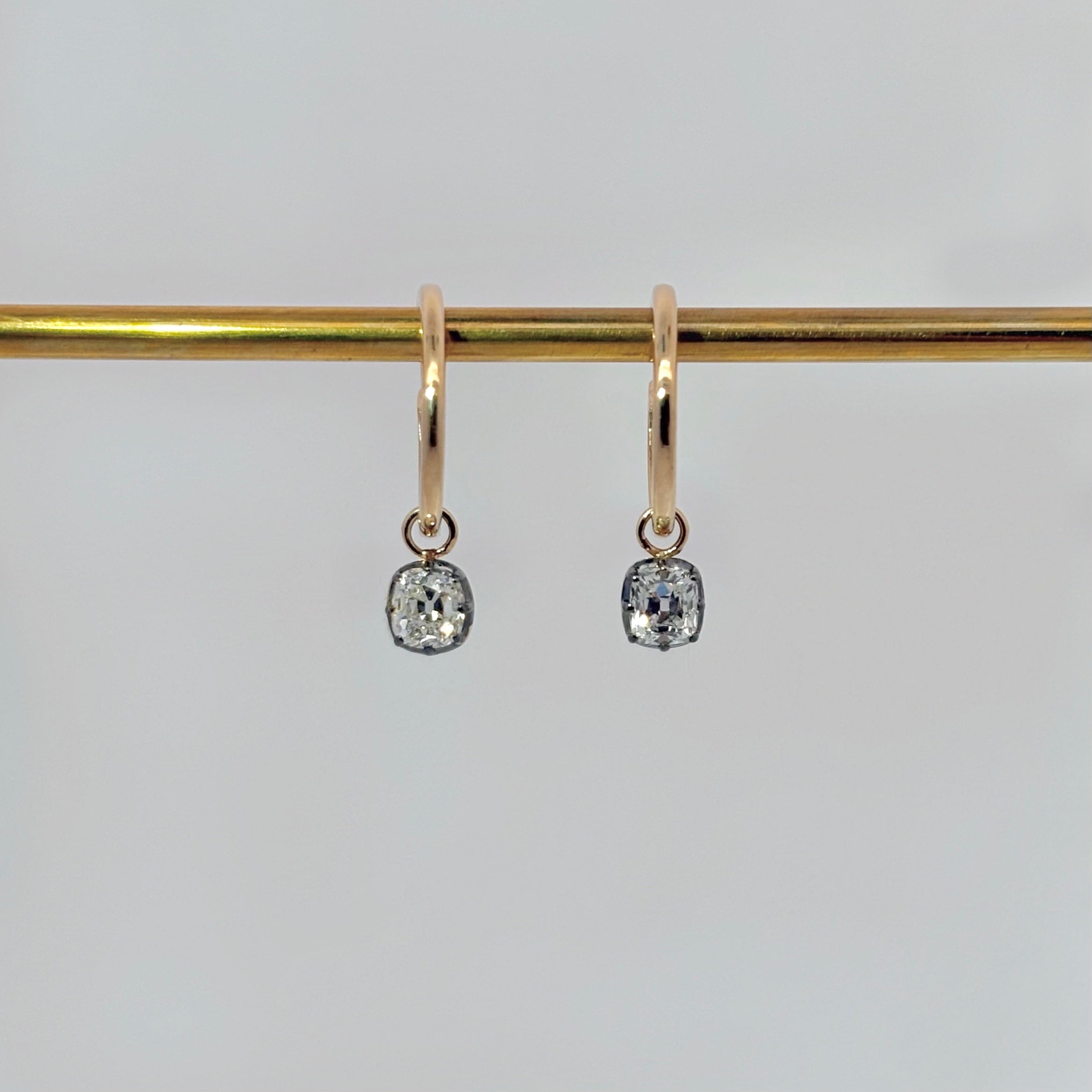 One Diamond Drop Hoops - Petite