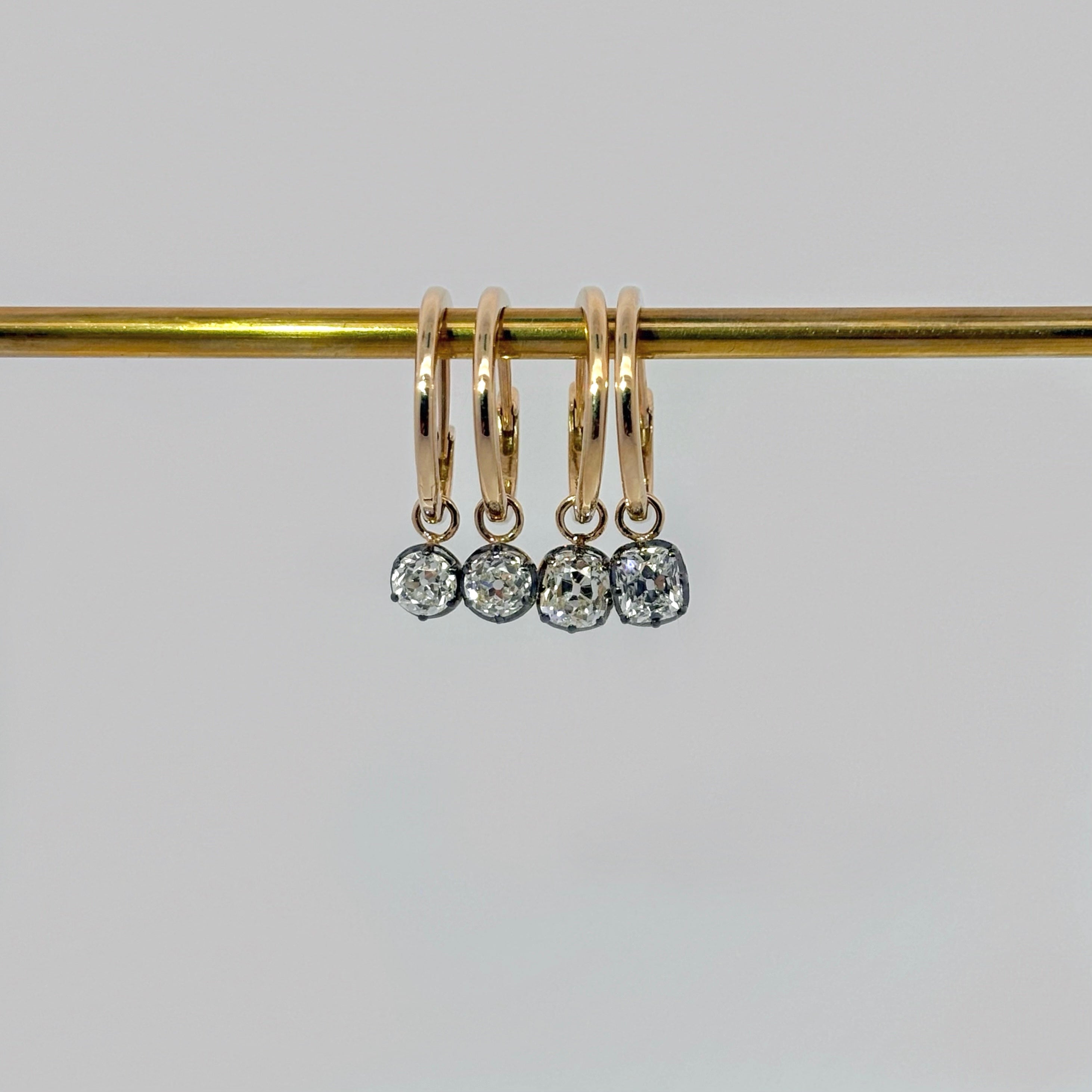 One Diamond Drop Hoops - Petite