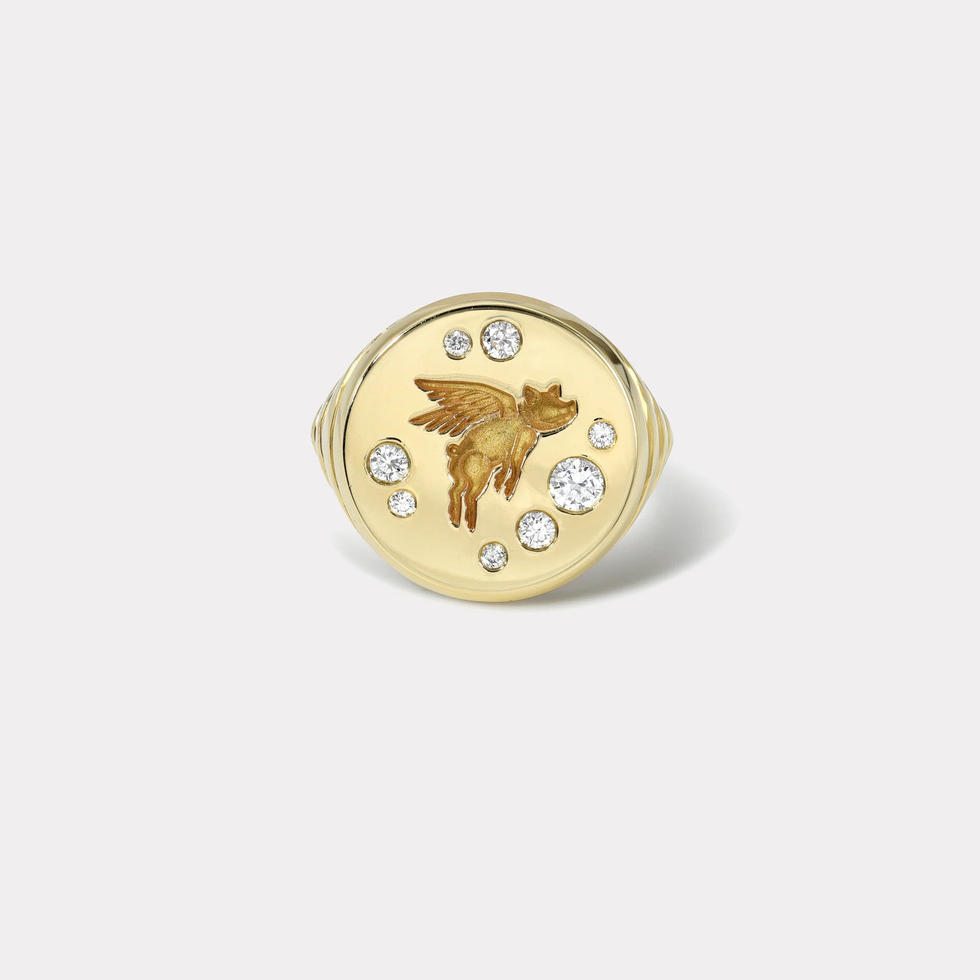 Fantasy Signet Ring with Diamonds