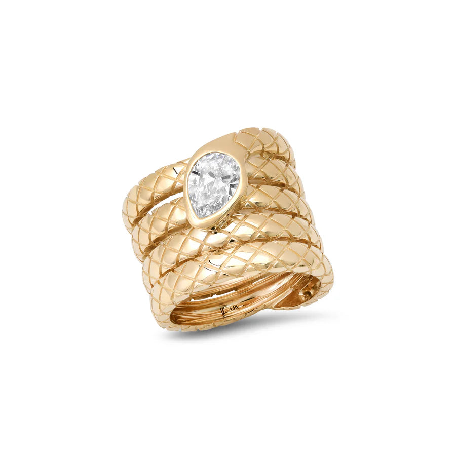 Four Coil Serpent Ring in Diamond