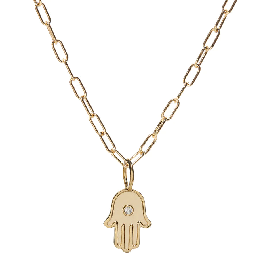 Gold & Diamond Hamsa Charm