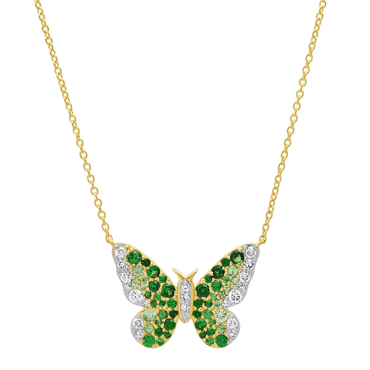 Green and Diamond Ombré Butterfly Necklace