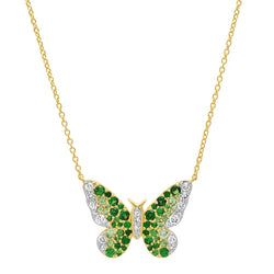 Green and Diamond Ombré Butterfly Necklace
