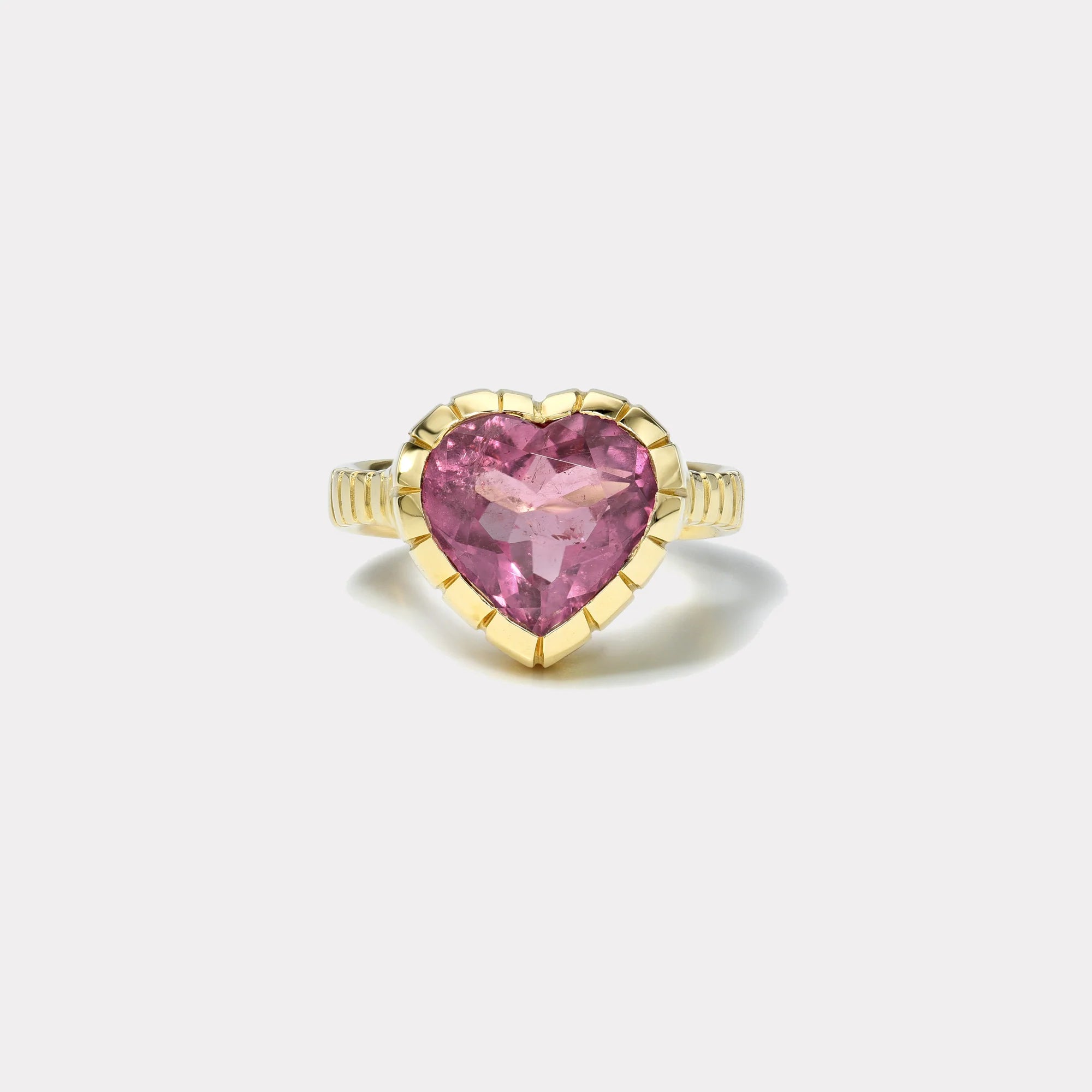 4.10ct Heart Pink Tourmaline Heirloom Bezel Ring