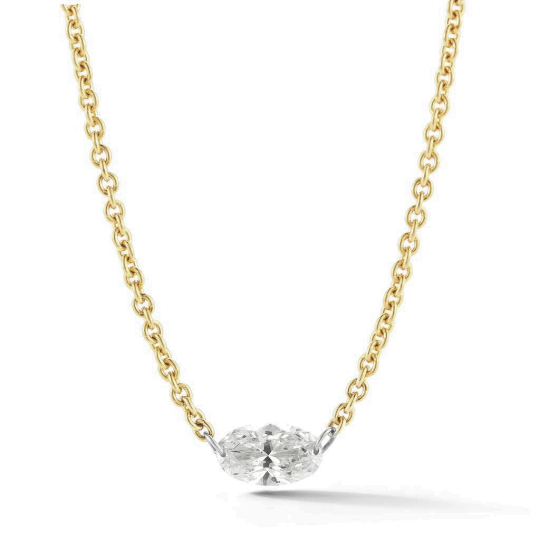 1 STONE MARQUISE DIAMOND CENTERED NECKLACE