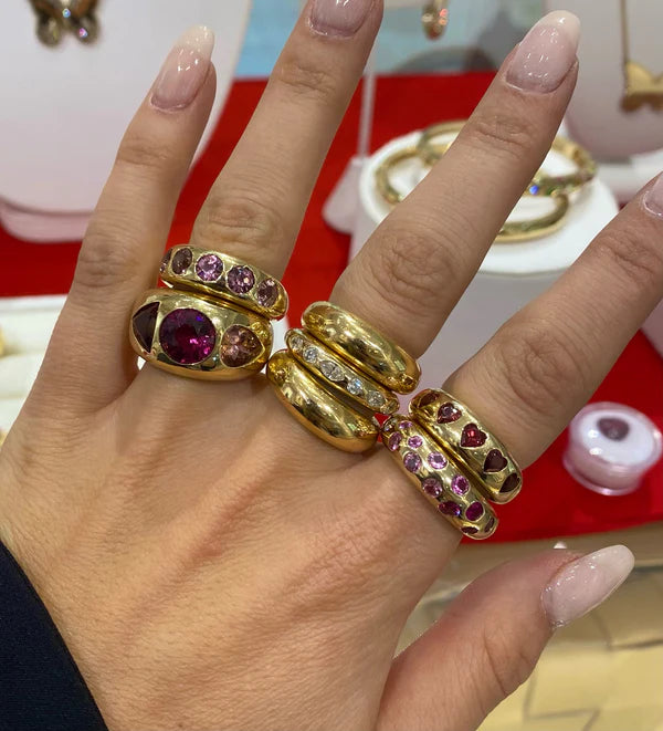 MIXED CUT CHUNKY NOMAD RING Pink