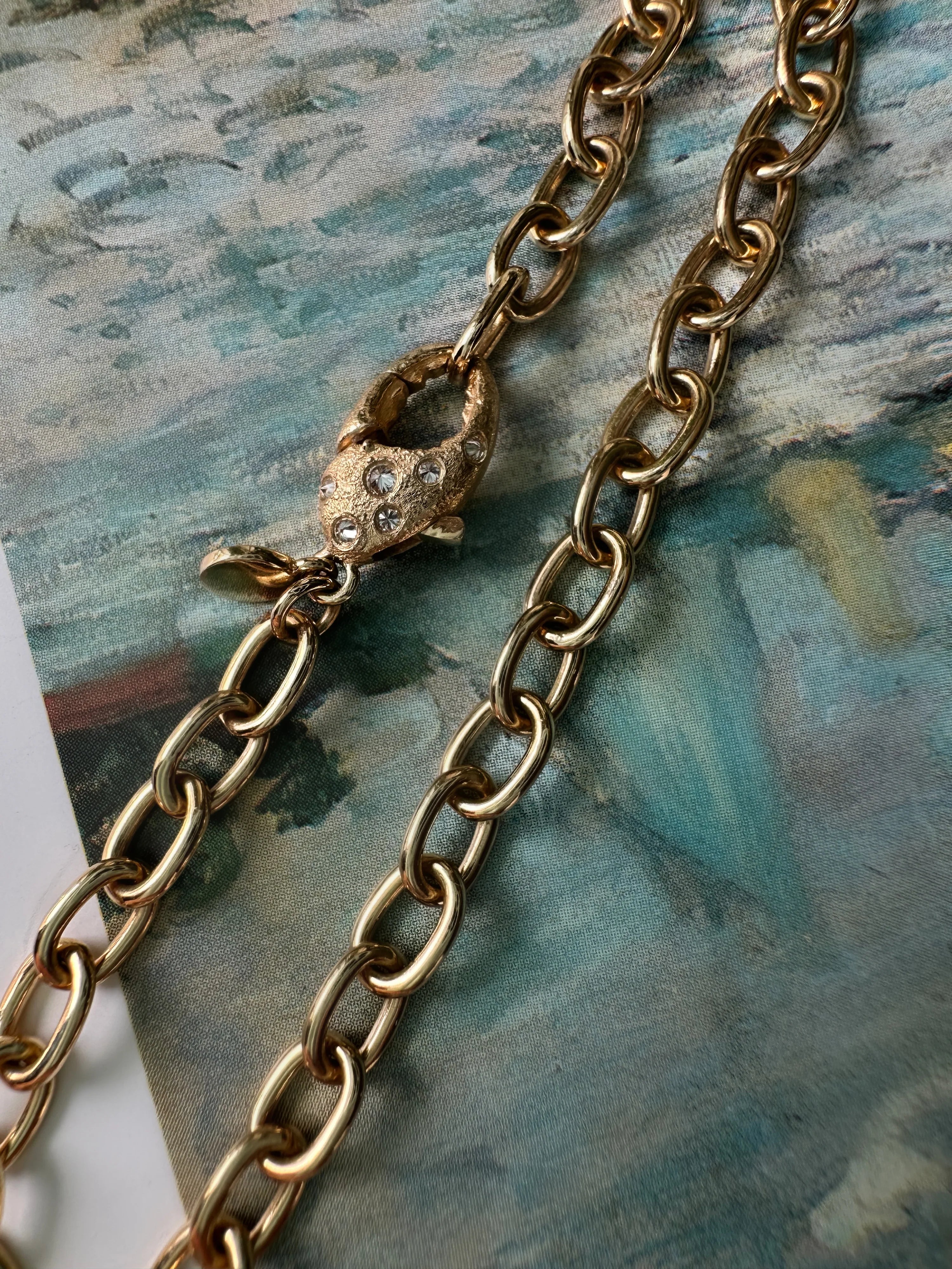 Diamond Lobster Clasp Handmade Link Necklace