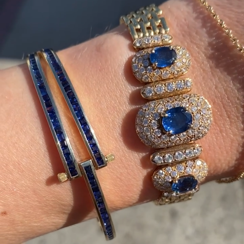 Magna Bracelet with Carre Cut Blue Sapphires