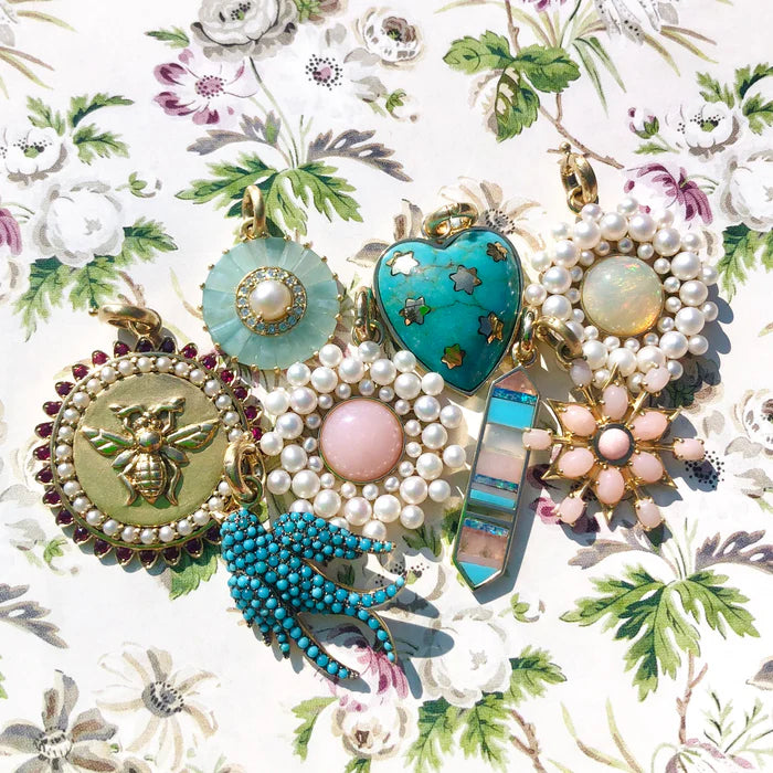 14K Gold & Turquoise Birdie Charm