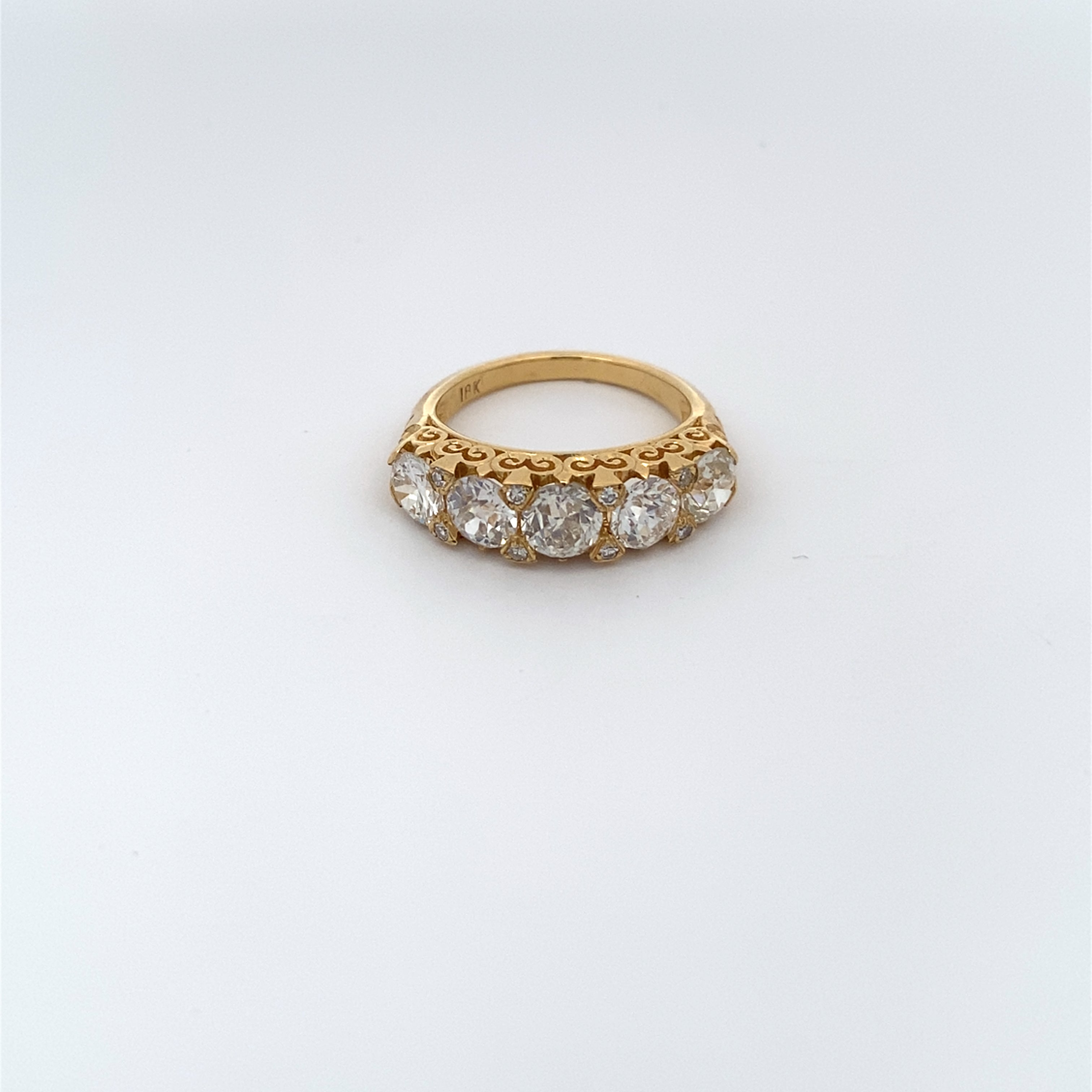 Antique Old European Diamond 5-Stone Ring in 18K Gold