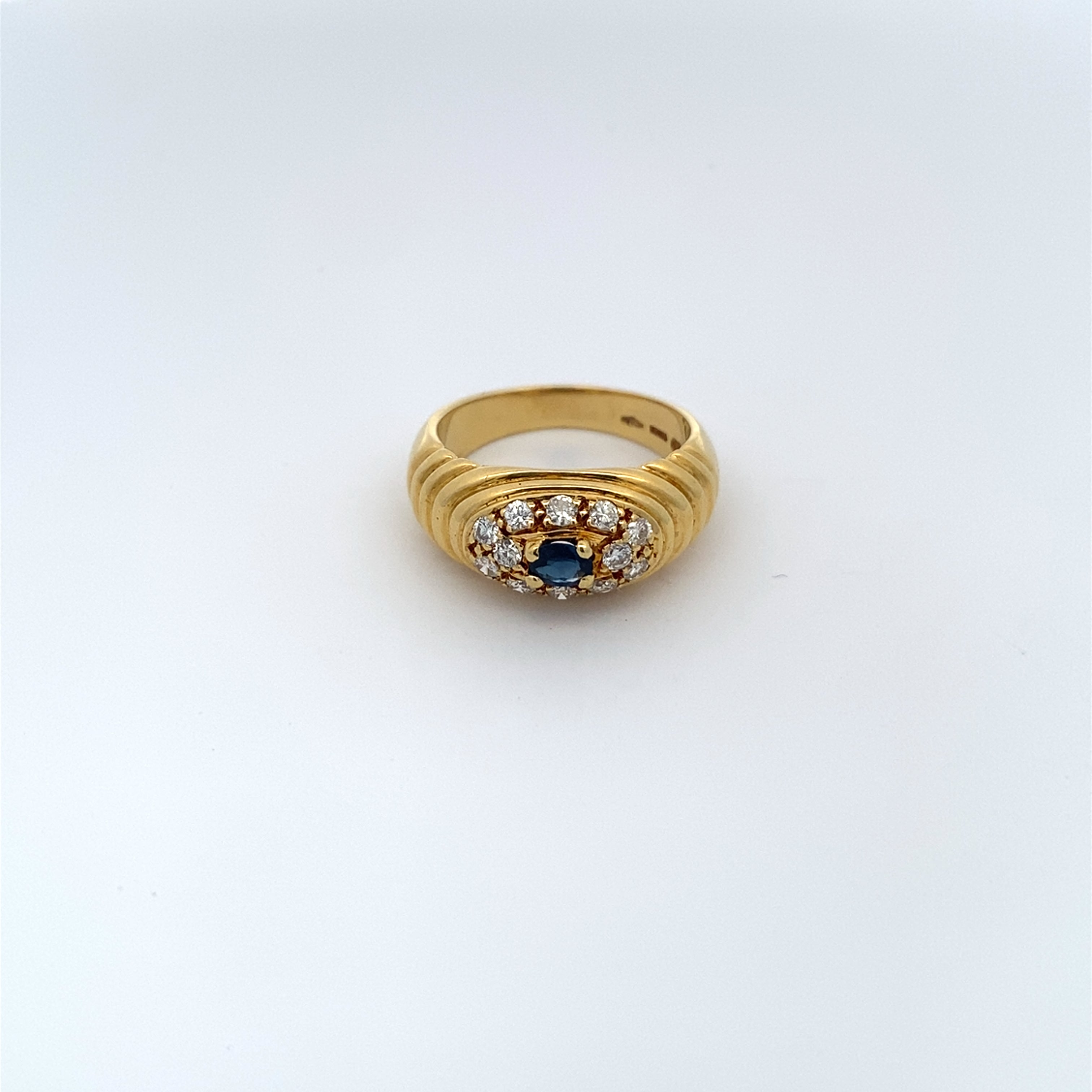 1960s Diamond and Sapphire Ring in 18K Yellow Gold