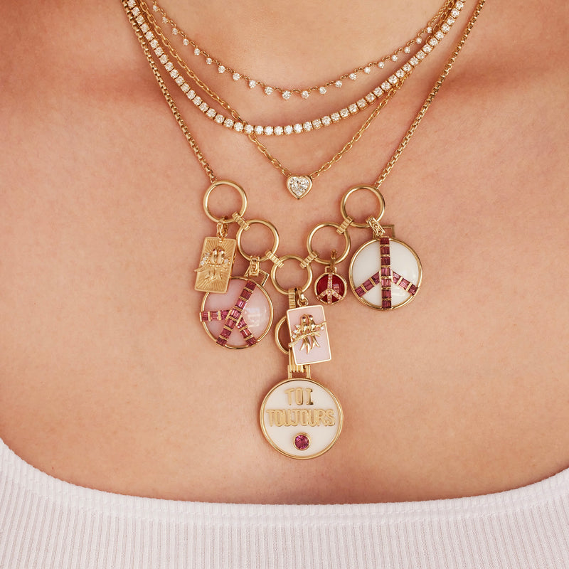 3 Crescent Rim Necklace with Kyanite & Pink Tourmaline – Dandelion Jewelry
