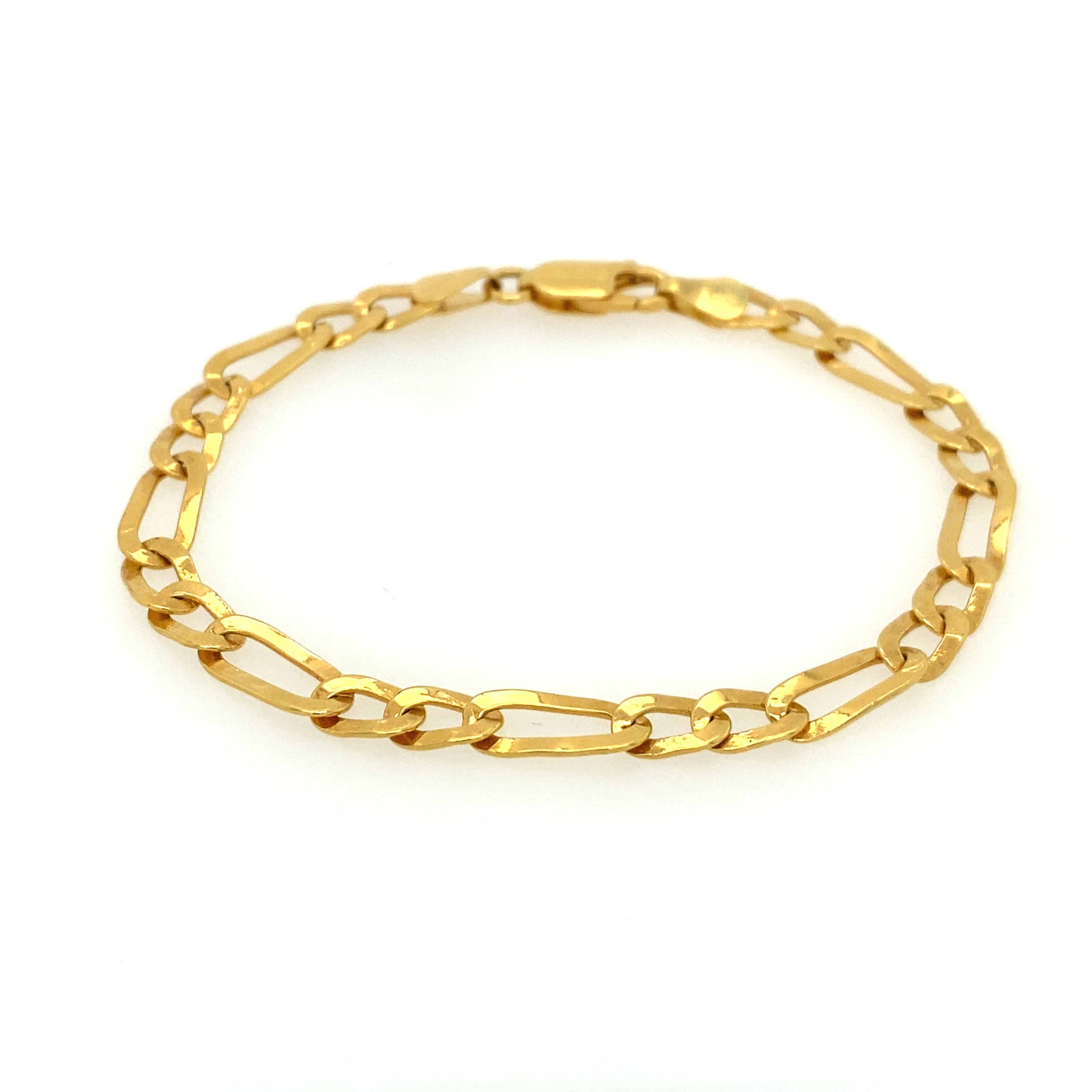 14k Yellow Gold Flat Figaro Bracelet