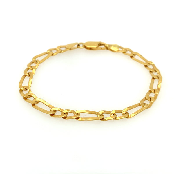 14k Yellow Gold Flat Figaro Bracelet
