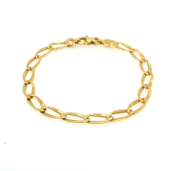 14k Yellow Gold Flat Oval Link Bracelet