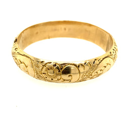 Victorian 14k Yellow Gold Engraved Floral Bangle