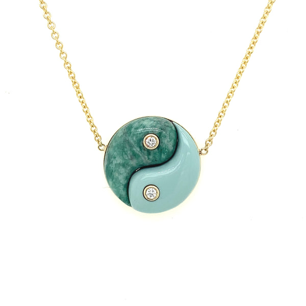 YIN YANG NECKLACE -  MILKY TURQUOISE & SERPENTINE