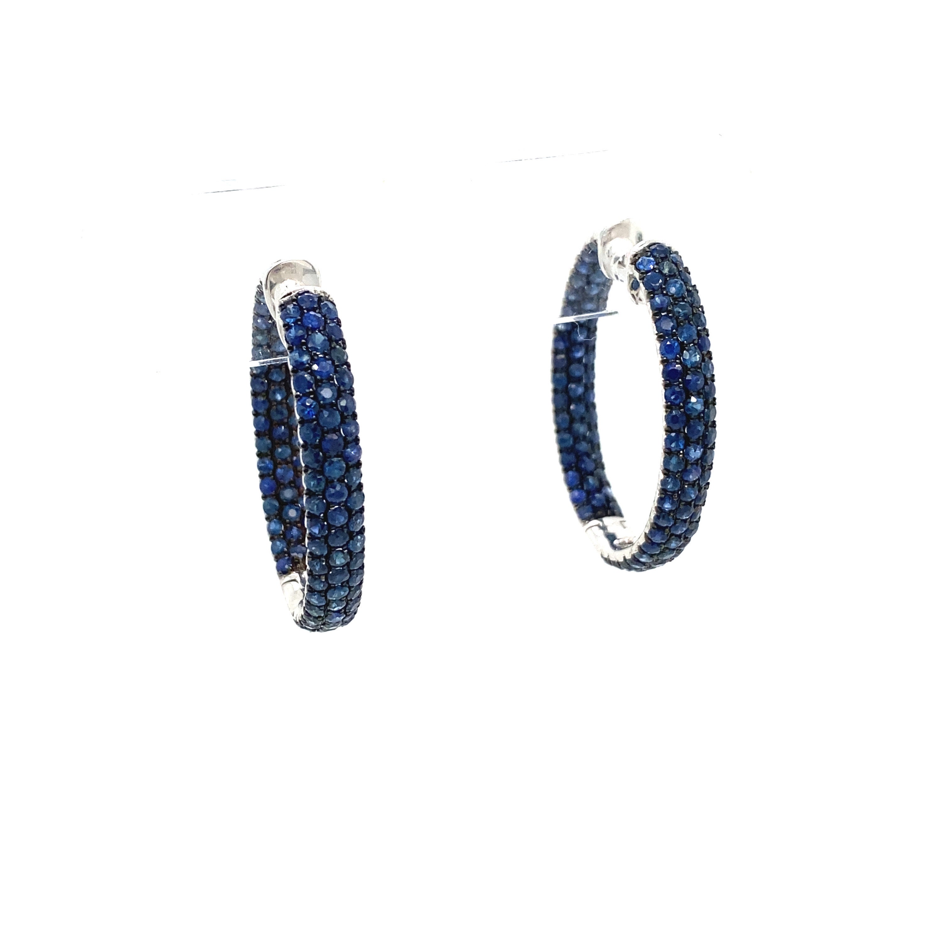 Blue Sapphire Oval Hoops