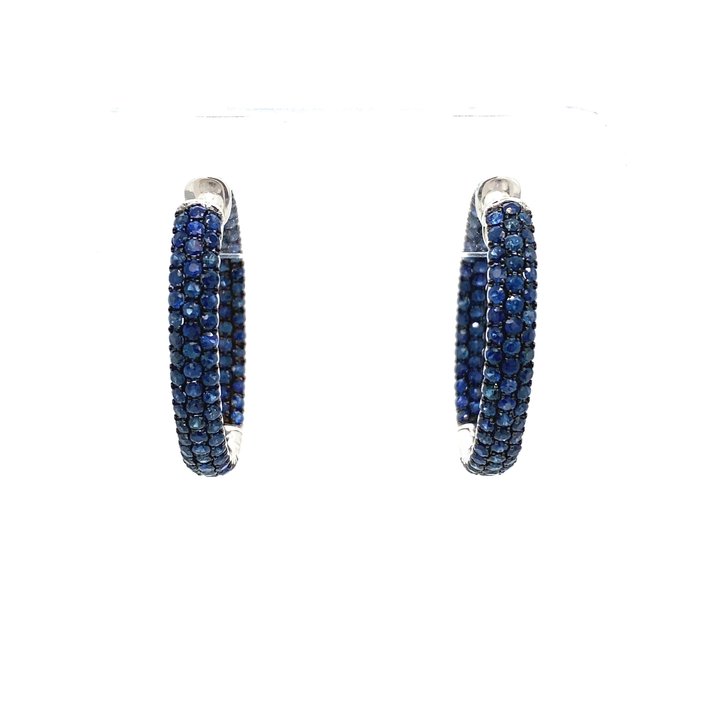 Blue Sapphire Oval Hoops