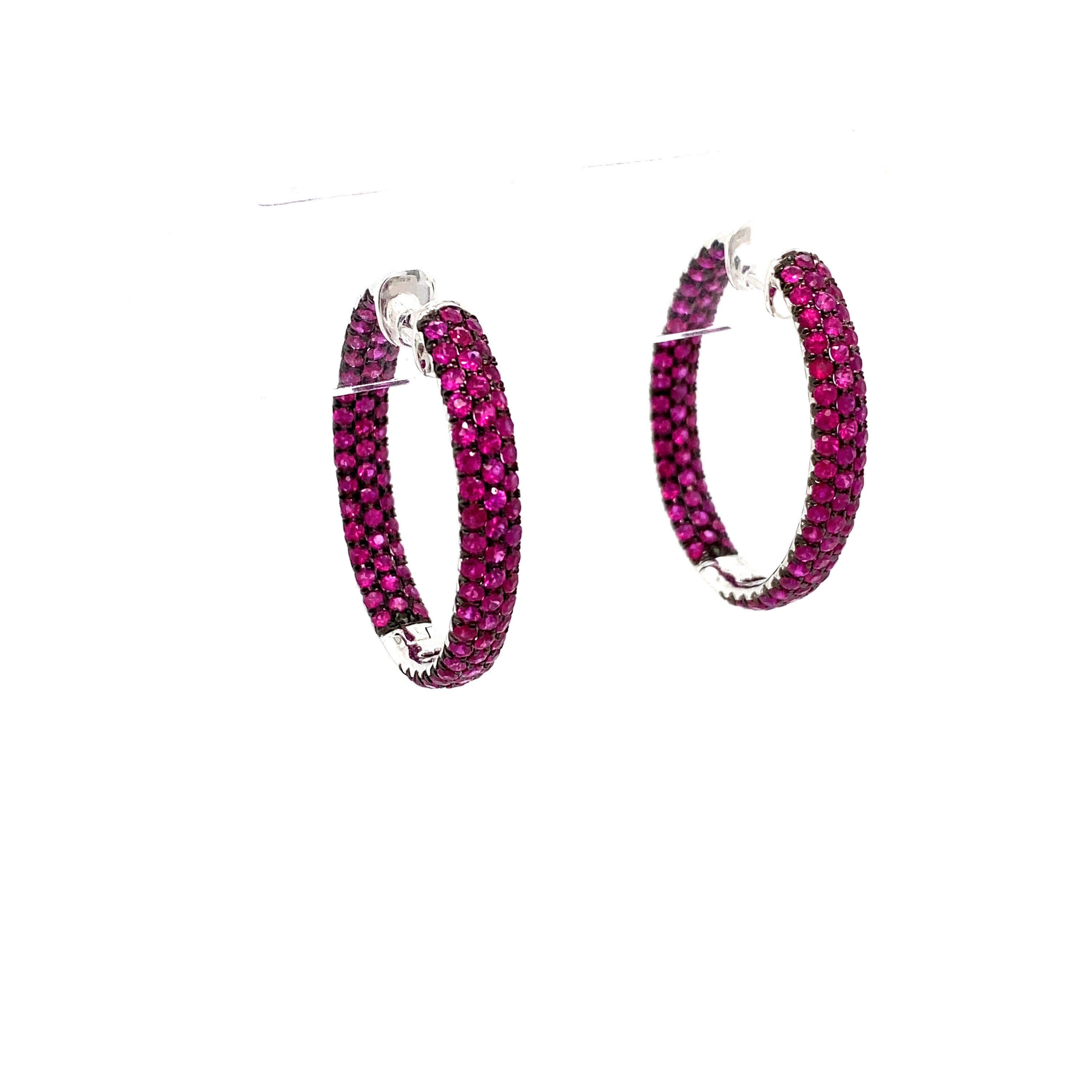 Ruby Oval Pave Hoops