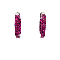 Ruby Oval Pave Hoops