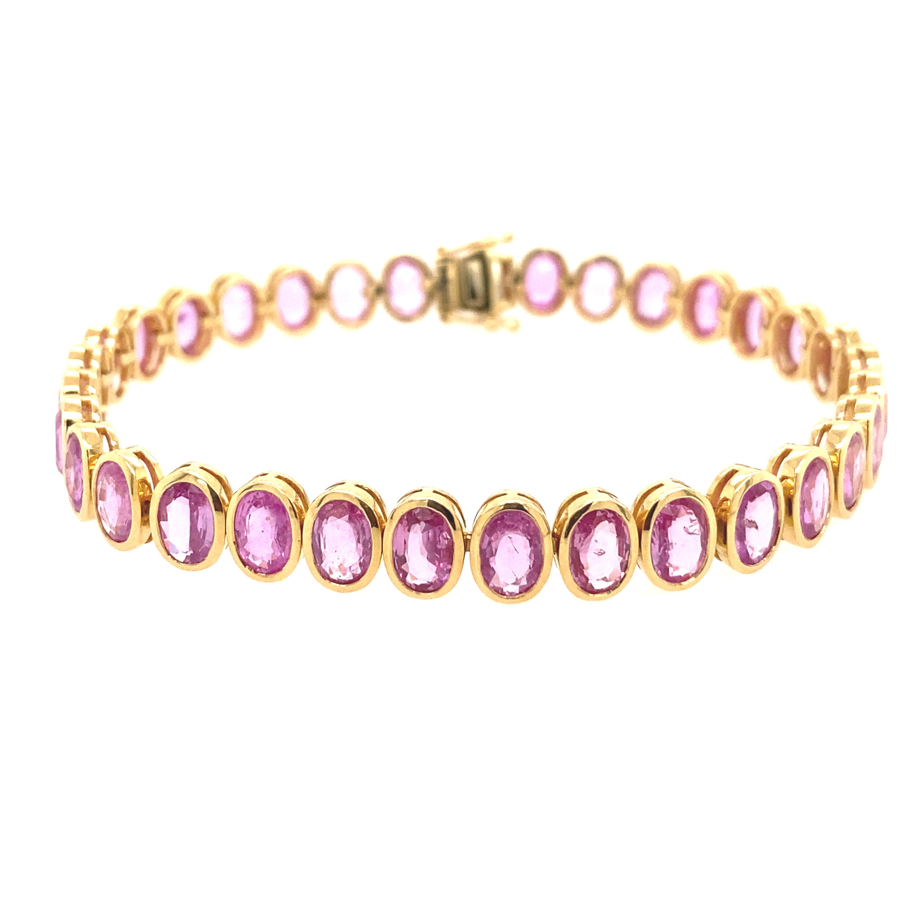 Pink Sapphire Oval Bezel Bracelet