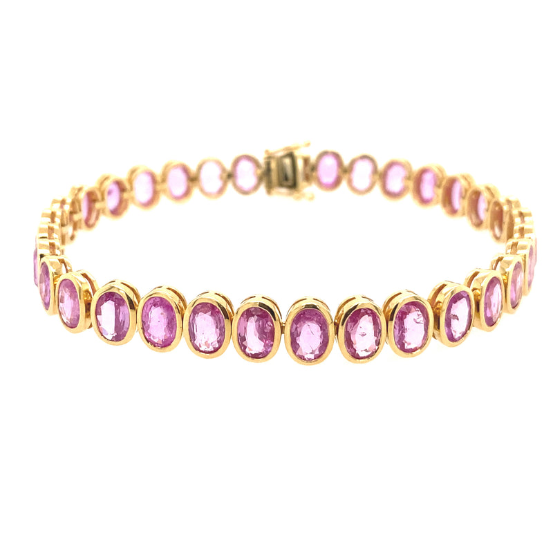 Pink Sapphire Oval Bezel Bracelet
