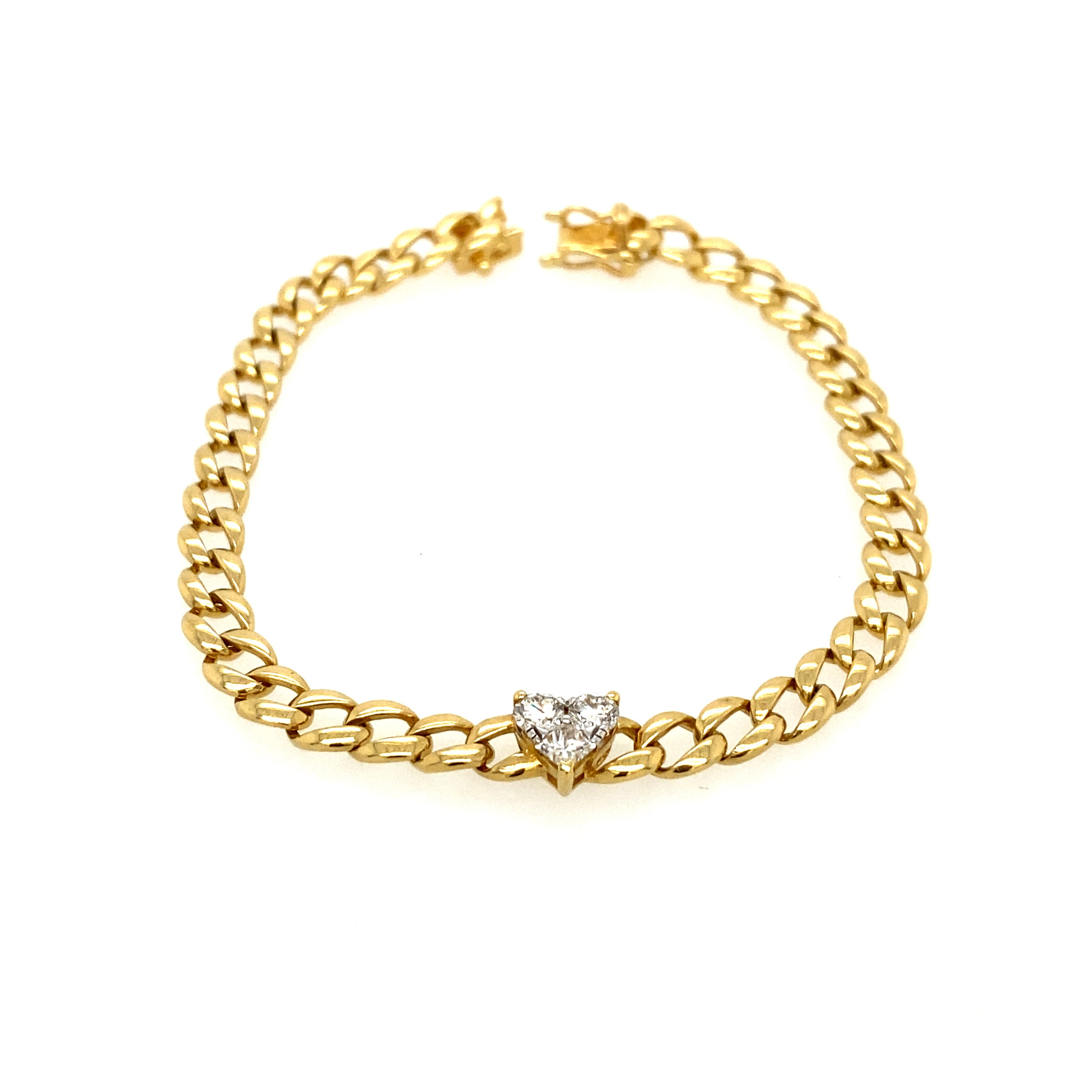 Chain And Heart Diamond Bracelet