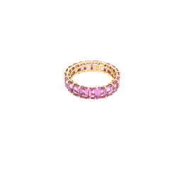 Pink Sapphire Emerald Cut Eternity Ring