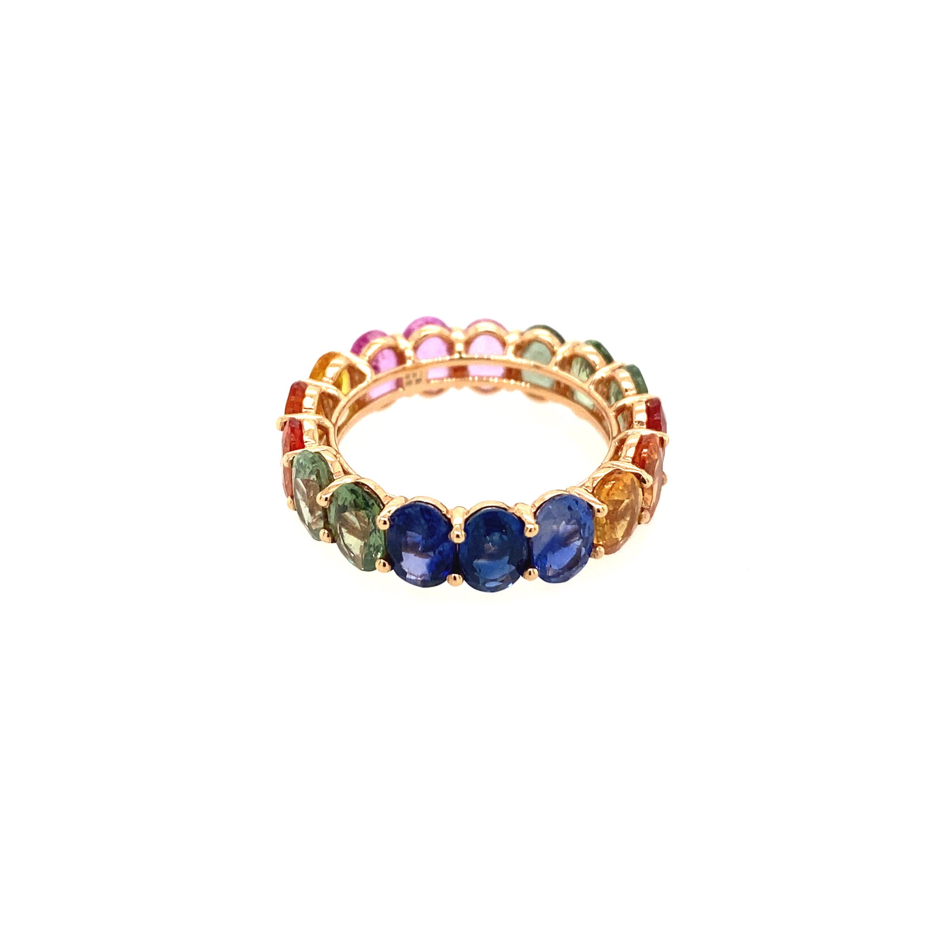 Rainbow Multi Sapphire Oval Eternity Ring