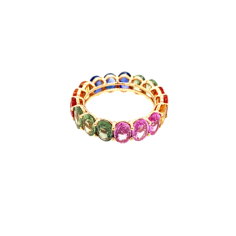 Rainbow Multi Sapphire Oval Eternity Ring