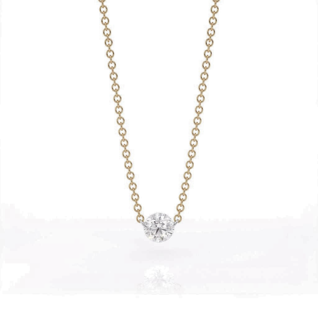 1 STONE ROUND DIAMOND CENTERED NECKLACE