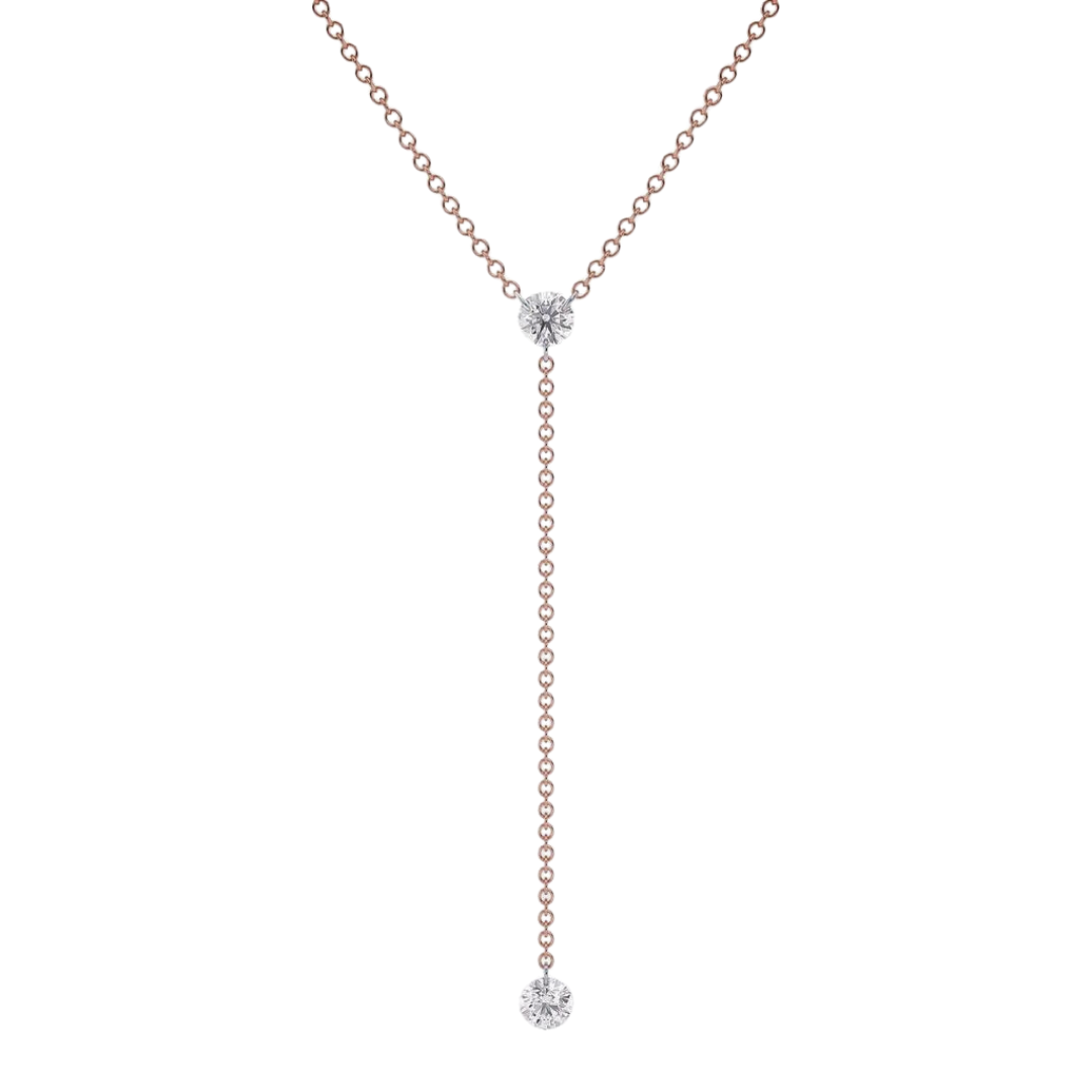 2 STONE ROUND DIAMOND Y SHAPED NECKLACE