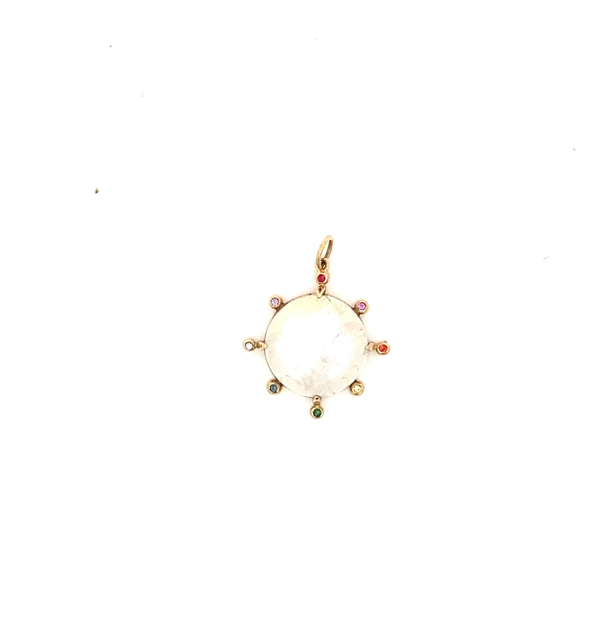 One of a kind moonstone and rainbow stone charm