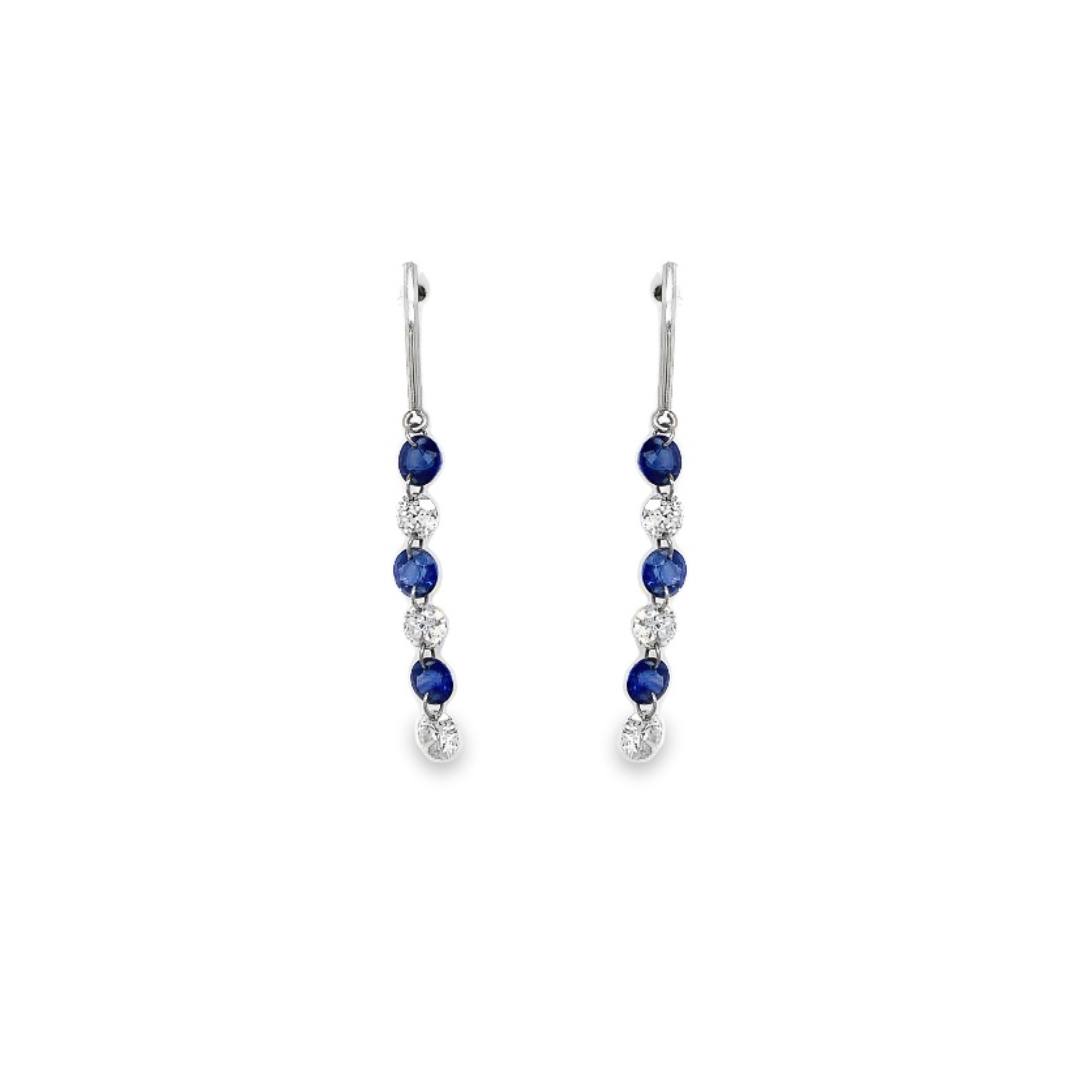 6 STONE ROUND DIAMOND AND SAPPHIRE POST EARRINGS