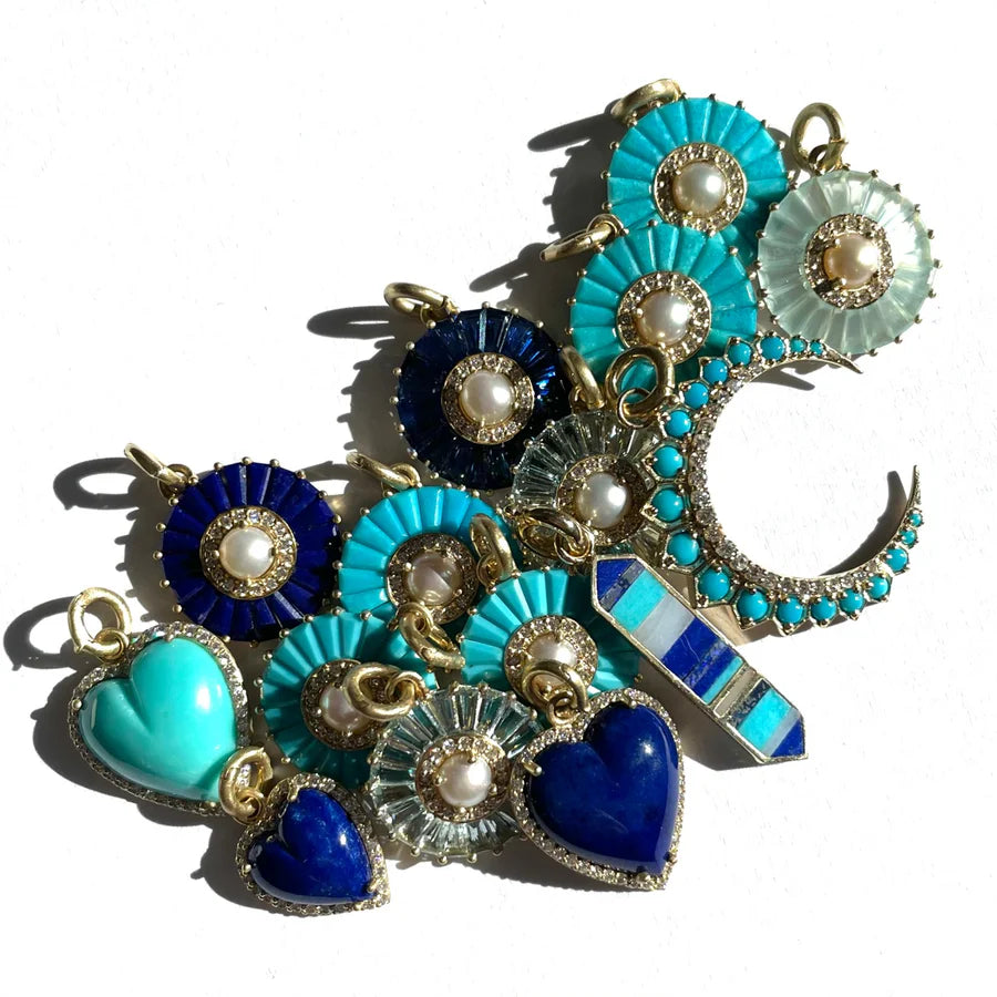 14K Gold Diamond & Lapis Alana Heart Charm