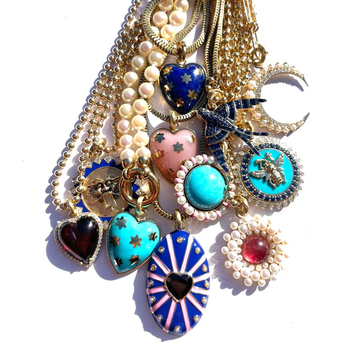 14K Gold Diamond & Garnet Alana Large Heart Charm